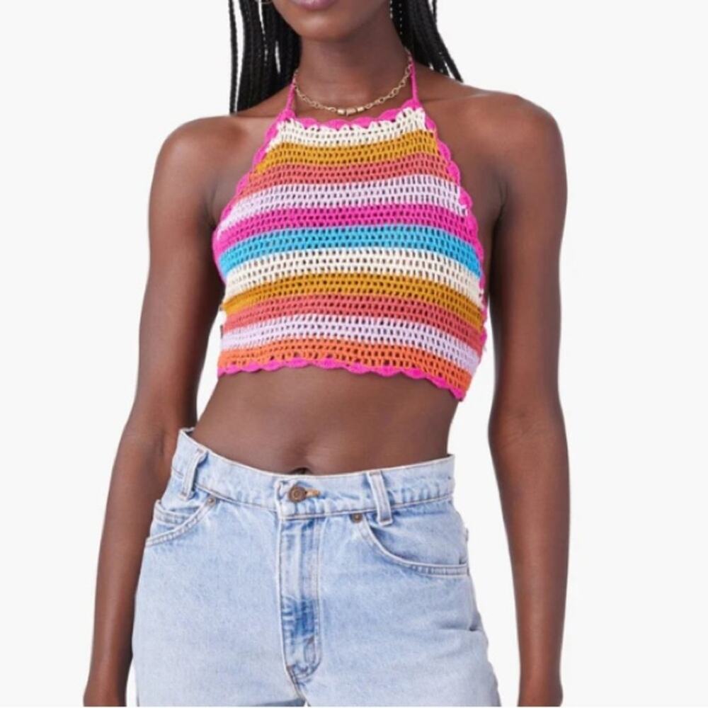 Xirena Sweater Crocheted Striped Multi-Color Dreamstate Gema Top